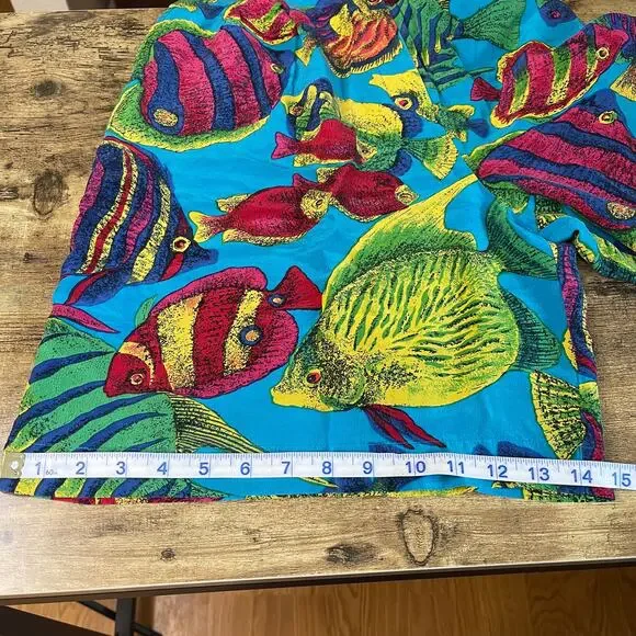 Vintage NORDSTROM High Waist Silk Fish Shorts - Picture 5 of 9